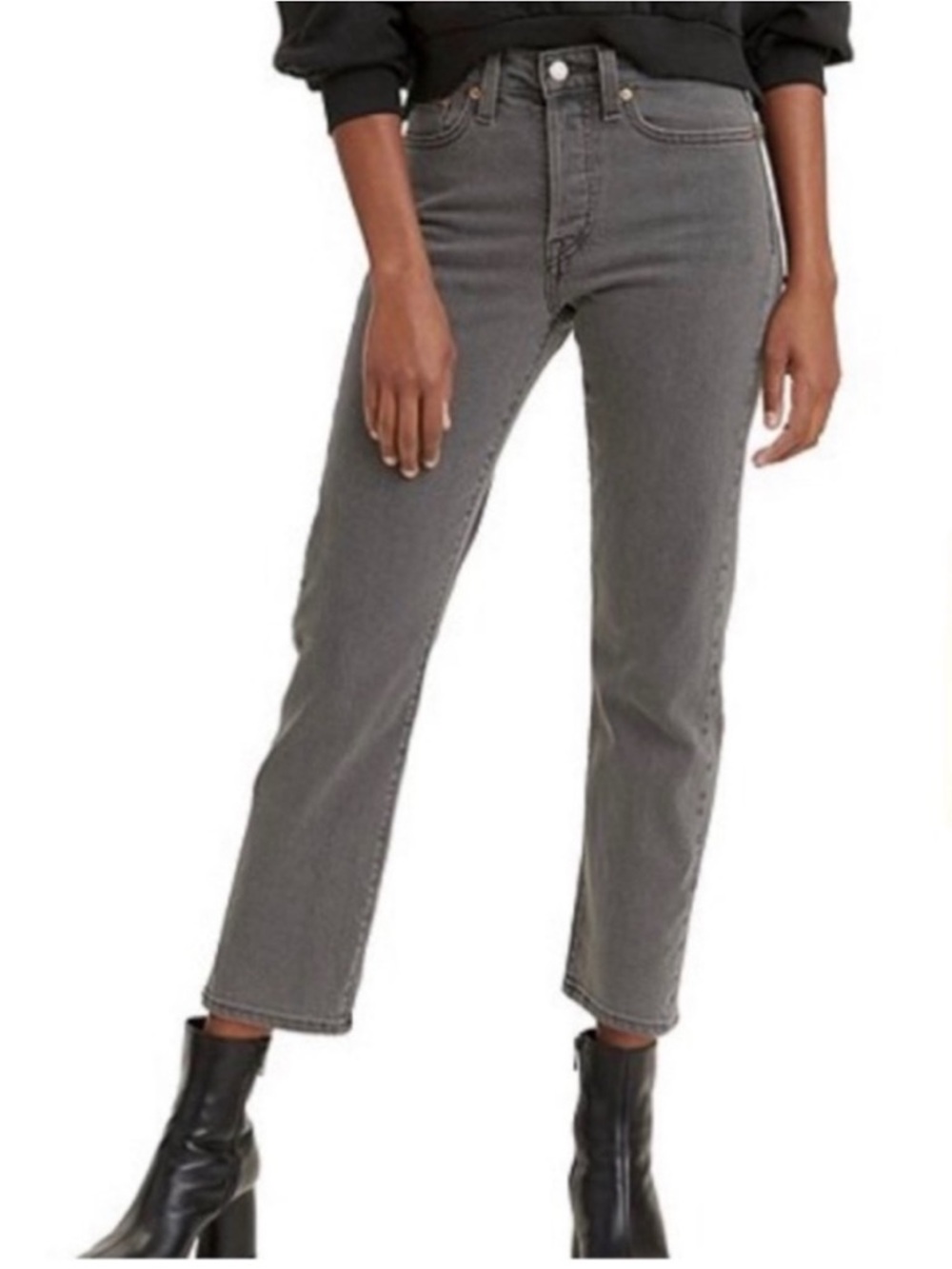 Levi's Wedgie Straight High Rise Ankle Jeans Grey size 27
